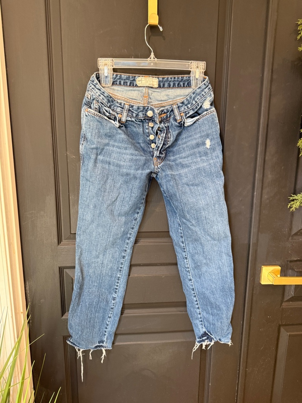 Women's Light Blue Distressed Boyfriend Jeans